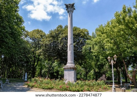 View of the Column of the Goths. Is a Roman victory column dating to the third or fourth century A.D. It stands in what is now Gulhane Park, Istanbul, Turkey. Royalty-Free Stock Photo #2278474877