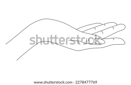 Vector illustration of an outstretched arm flat design isolated on a white background hand gesture demonstration of palms