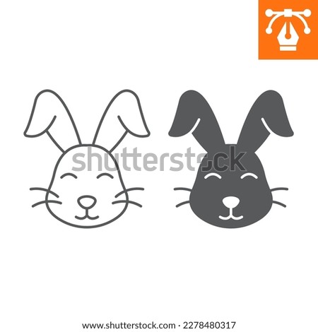 Easter rabbit line and solid icon , outline style icon for web site or mobile app, holiday and easter, cute bunny vector icon, simple vector illustration, vector graphics with editable strokes.