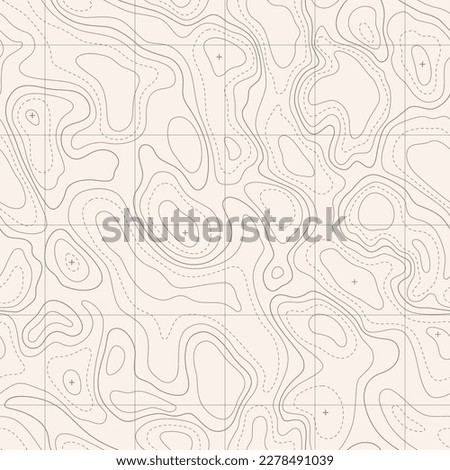 Topographic map seamless pattern background, with wavy lines. Topography map contour with abstract shapes and geographic grid vector illustration Royalty-Free Stock Photo #2278491039