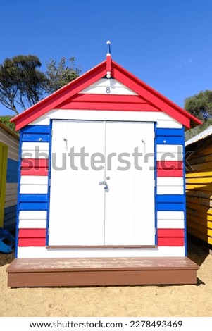 Brighton beach boxes in Melbourne, Australia Royalty-Free Stock Photo #2278493469