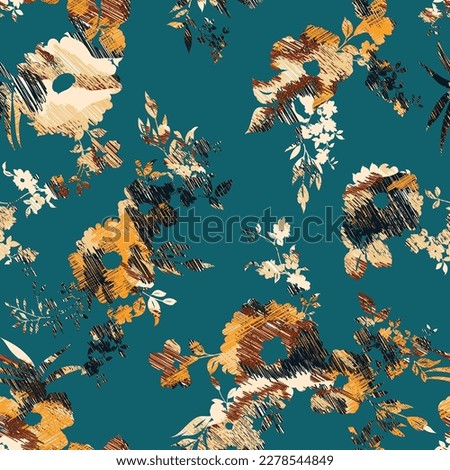 seamless abstract flower seamless pattern on green background