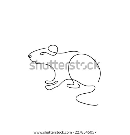 Mouse illustration in line art style isolated on white