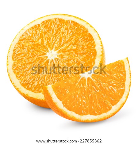 Orange fruit slices isolated on white