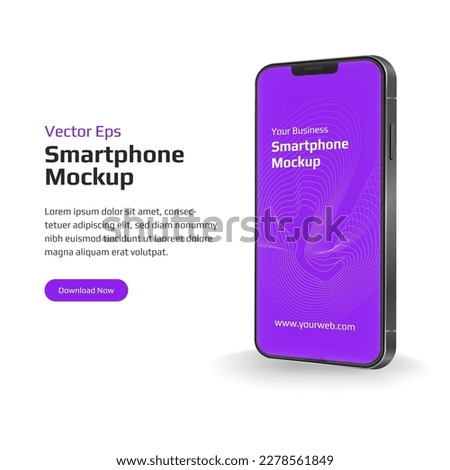 Smartphone screen mockup.
Phone gray frame with perspective view. Template for infographic or presentation UI design interface. Vector illustration