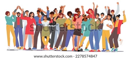 Euphoric And Ecstatic Characters Gathered Together In Joyous Atmosphere. Lively Crowd Radiates Positive Energy during Festive Event, Concert, or Social Gathering. Cartoon People Vector Illustration Royalty-Free Stock Photo #2278574847