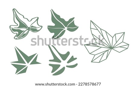 Stylized khaki leaf icons bundle. Leaves silhouettes for web and 
logo design, cut files and eco concept illustrations. Fluid art and geo 
leaves clip art