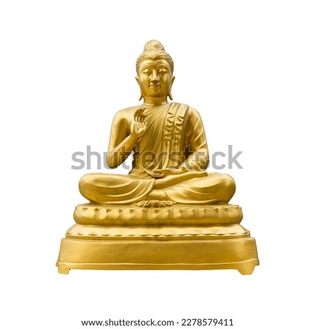 Golden buddha isolated on white background with clipping path.