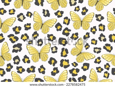 leopard and butterfly vector design 
