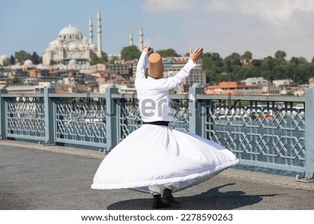 Sufi Whirling Dervish and Istanbul Icons, Uskudar Istanbul, Turkiye Royalty-Free Stock Photo #2278590263
