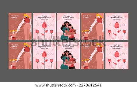 happy mother day social media stories template vector flat design