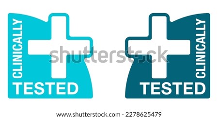 Clinically tested flat pictogram for laboratory tested products - vector element with medical cross