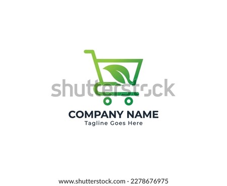 Leaf Trolley Logo Concept sign icon symbol Element Design. Shopping Cart, Ecology, Herbal, Shop, Natural Products, Organic Logotype. Vector illustration template