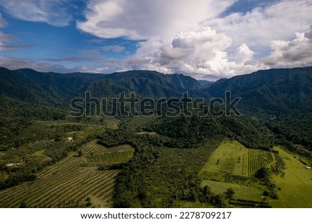 Aerial photo of a valley along the Hummingbird Highway in Belize