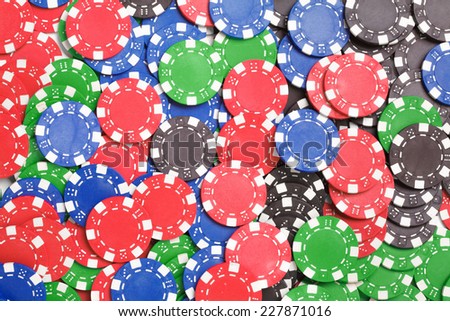 Gaming chips. Chaos abstract color photo closeup
