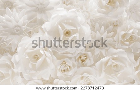 Artificial white roses spread out