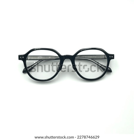 Black round shape glasses frame on white background