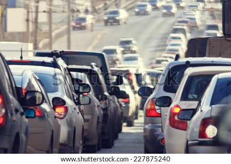traffic jams in the city, road, rush hour Royalty-Free Stock Photo #227875240