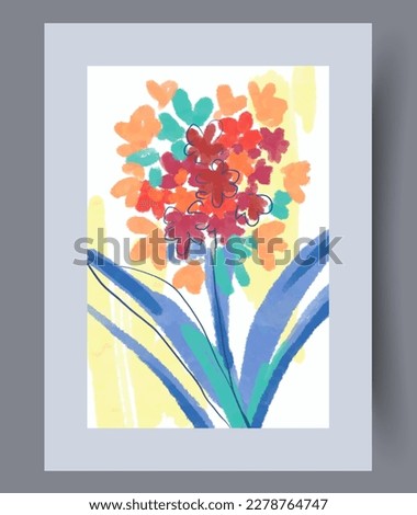 Still life plants field flower wall art print. Contemporary decorative background with flower. Printable minimal abstract plants poster. Wall artwork for interior design. Royalty-Free Stock Photo #2278764747