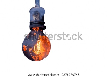 Decorative hanging bulb with warm color temperature on white background.