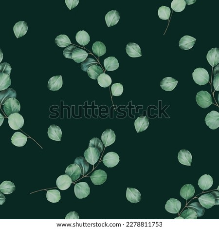 Eucalyptus watercolor seamless pattern. Hand drawn clipart isolated on white background. Hand painting clipart on an isolated background. Print for wedding invitation, designers, decoration, textile
