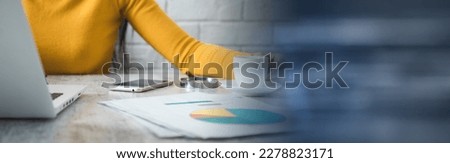 woman hand coffee in office table background