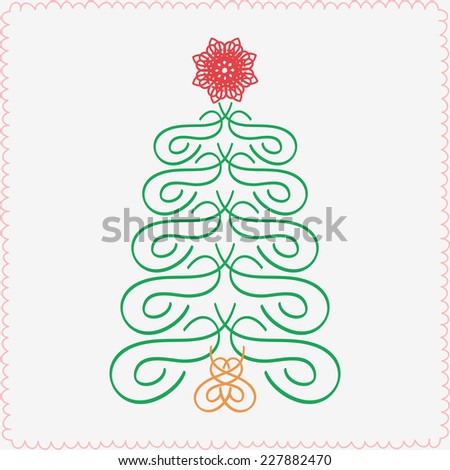 Vector design element. Hand-drawn christmas tree. Typographic and calligraphic. Vector illustration.
