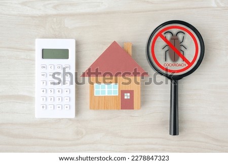 House object and magnifying glass with cockroach clipping art