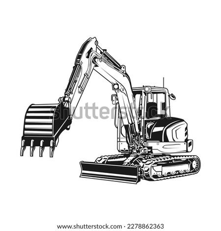 Kubota KX 057 mini excavator outline vector Royalty-Free Stock Photo #2278862363