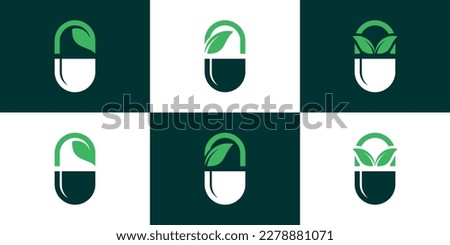 logo pharmacy and leaf icon vector illustration