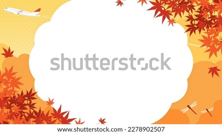 horizontal frame template of autumn leaves, airplane and red dragonflies Royalty-Free Stock Photo #2278902507