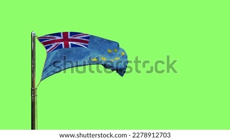 waving flag of Tuvalu for independence day on green screen, isolated - object 3D illustration