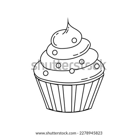 Cake dessert doodle Coloring book with vector for kids