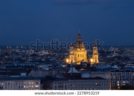 Night view of the illuminated building of the hungarian parliament in Budapest Royalty-Free Stock Photo #2278953219