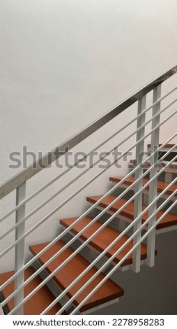 Wooden staircase design with white background