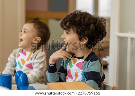 Kids playing in montessori kindergarten