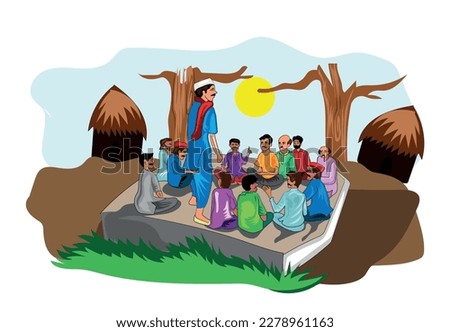 Panchayat vector illustration, village meeting Royalty-Free Stock Photo #2278961163