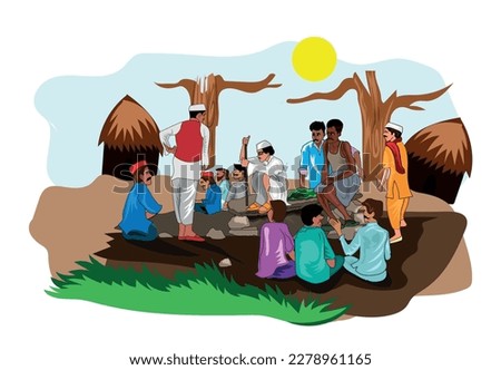 Panchayat vector illustration, village meeting Royalty-Free Stock Photo #2278961165