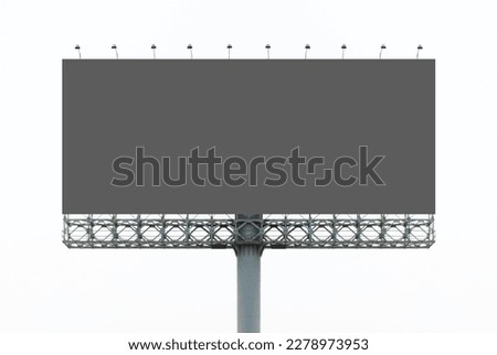Outdoor pole billboard on white background with mock up gray screen and clipping path