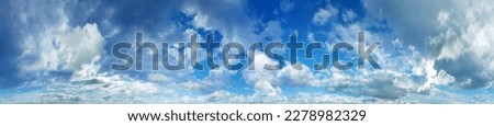 clear blue sky with plain white cloud with space for text background. panorama