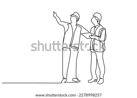 two professional employees talking and analyzing full length Royalty-Free Stock Photo #2278998257