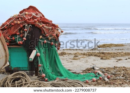 Fishing equipment, nets, ropes, sea, work, fishing, background image, sea background, picture, wallpaper