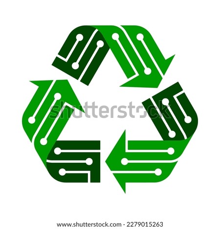 E-waste, electronics recycling vector icon badge Royalty-Free Stock Photo #2279015263