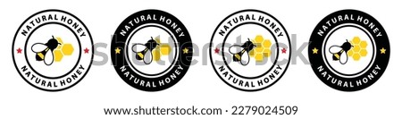 Natural honey label icon. Honey label icon. Bee icon, vector illustration