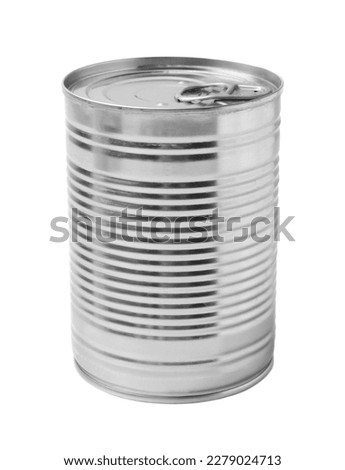 One closed tin can isolated on white Royalty-Free Stock Photo #2279024713