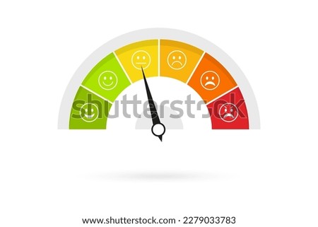 Business indicator, emotional emoticons, indicating quality, level, rating. Customer satisfaction meter. Abstract concept graphic element of tachometer, speedometer, indicators Royalty-Free Stock Photo #2279033783