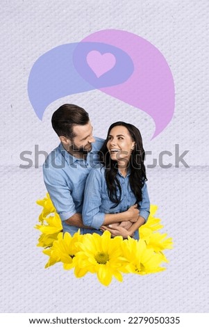 Exclusive picture sketch collage image of happy smiling couple celebrating international lady day isolated painting background