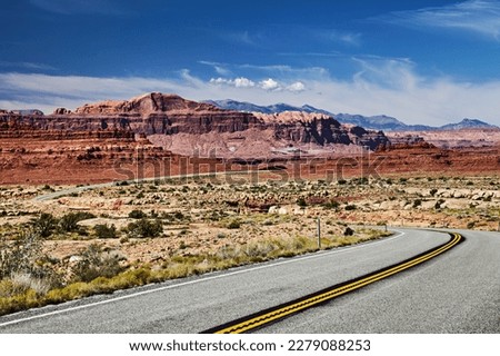 American Southwest landscape, Glen Canyon, highway 95, Utah, USA Royalty-Free Stock Photo #2279088253