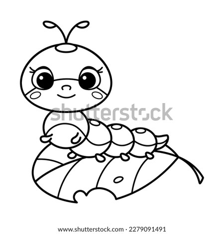 Cute Caterpillar Coloring Page Cartoon Vector Illustration