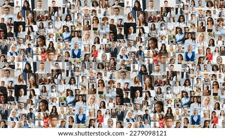 Multiracial people crowd portraits headshots collection, collage mosaic. Many lot of multicultural different male and female smiling faces looking at camera. Diversity and society concept. Royalty-Free Stock Photo #2279098121